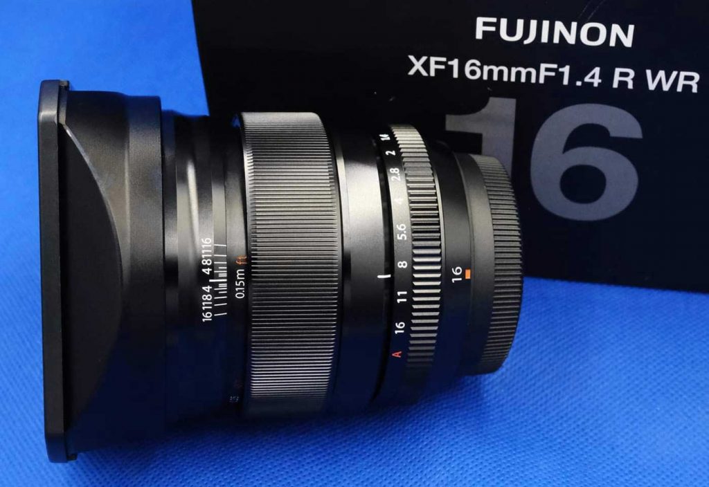 Fuji 16mm f/1.4 with alternative, replacement square hood