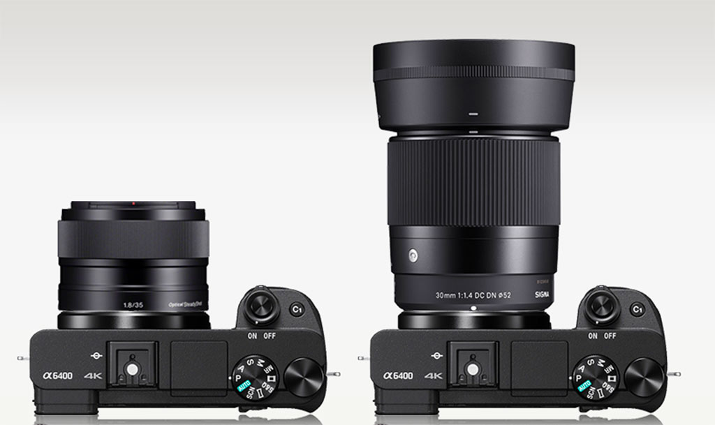 Sony 35mm f/1.8 OSS vs Sigma 30mm f/1.4 size comparison