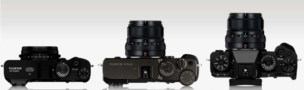 Size comparison: Fuji X100V vs Fuji X-Pro3 vs Fuji X-T5