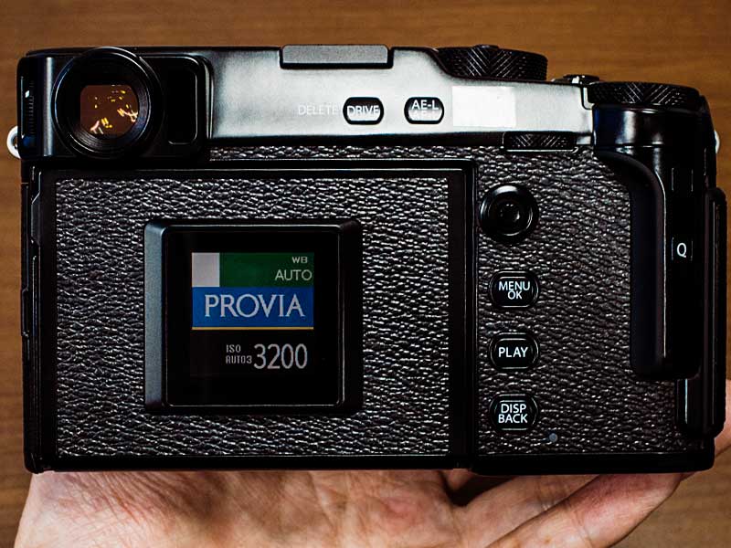 The sub-LCD on the back of the Fuji X-Pro3