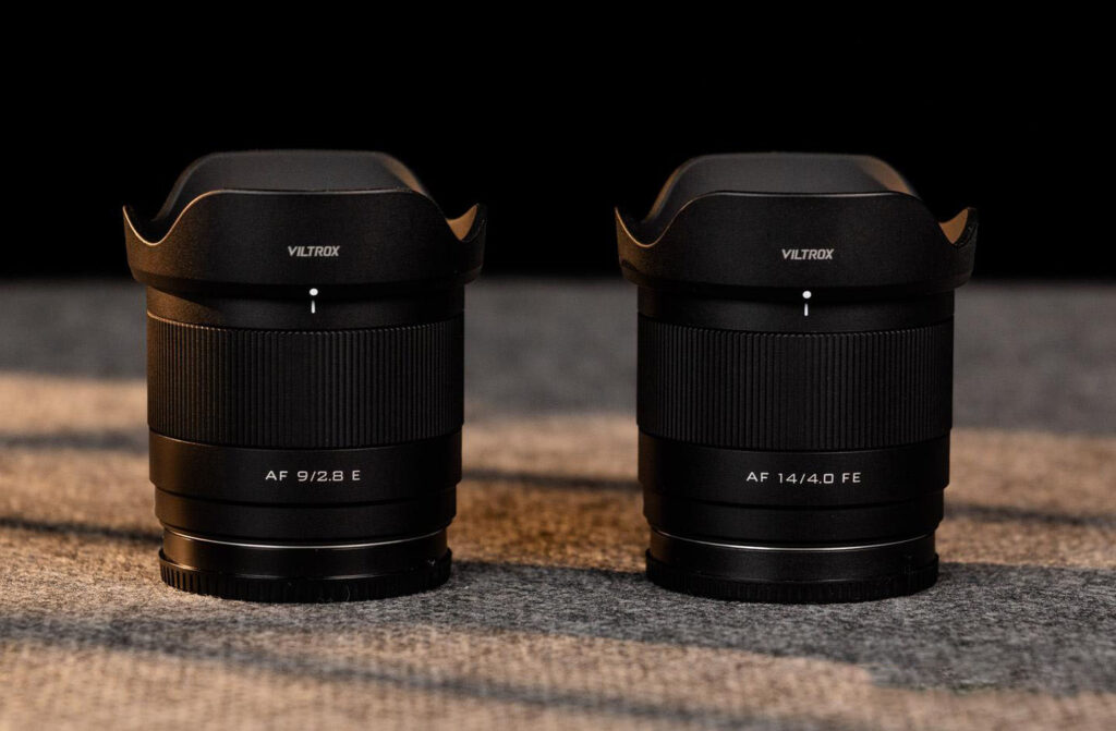 Size comparison between the Viltrox 9mm f/2.8 and 14mm f/4 lenses