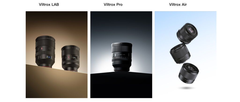 The current Viltrox lens line-up - LAB series, Pro series and Air series