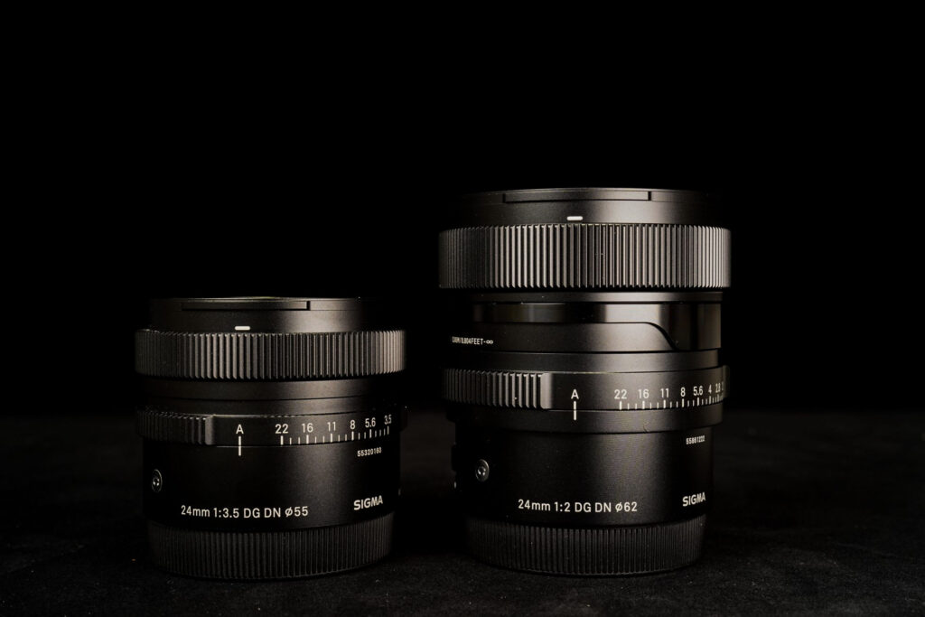 Sigma 24mm f/2 vs Sigma 24mm f/3.5 size comparison