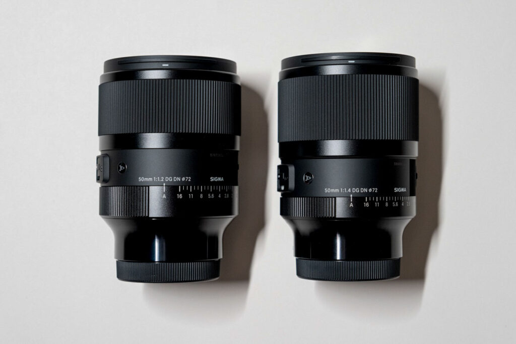 Size comparison between the Sigma 50mm f/1.2 DG DN vs Sigma 50mm f/1.4 DG DN